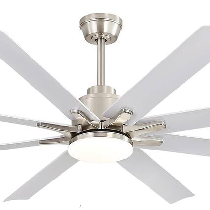 Front. Sofucor - 52" Smart Ceiling Fans Alexa/Google/App Control Reversible Quiet DC Bedroom Farmhouse Ceiling Fan with Light and Remote - Nickel White.