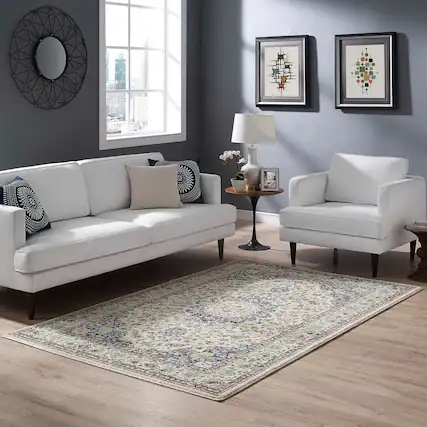 Front. Modway - Meryam Distressed Vintage Medallion Area Rug - Multicolored.
