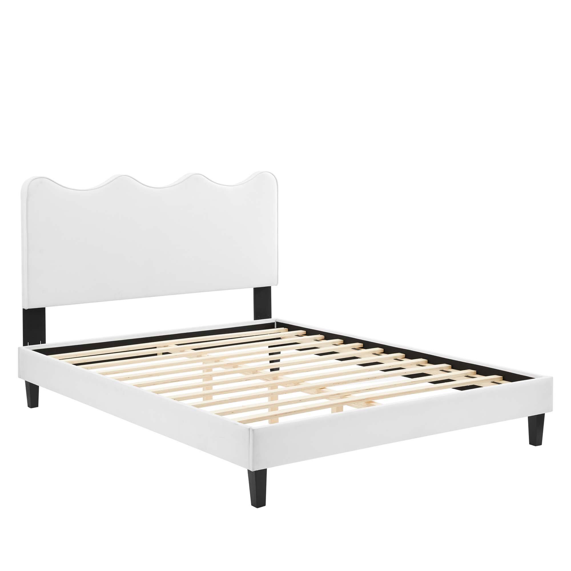 Alt View 2. Modway - Laura Vinyl Queen Platform Bed with Round Splayed Legs - White.