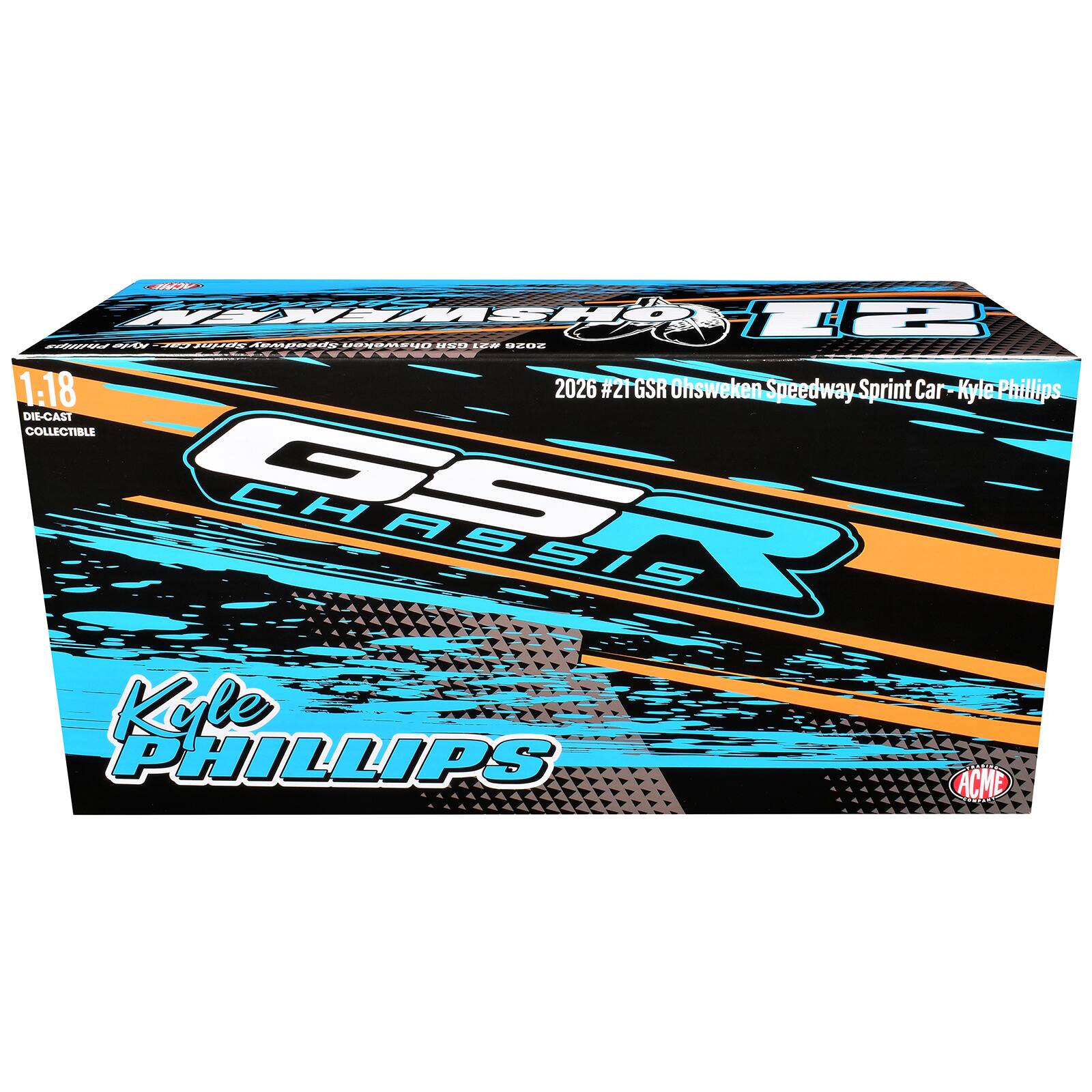 Ohsweken 22 Phillips Kyle Car Sprint Speedway Ohsweken GSR #21 2026 1:18 2026 #21 GSR Ohsweken Speedway Sprint Car Kyle Phillips DIE-CAST COLLECTIBLE CHASSIS Kyle PHILLIPS ACME