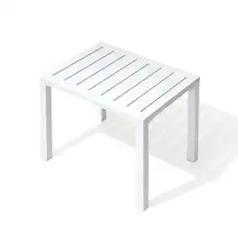 Crestlive Products - 18in Aluminum Patio Side Rectangle Outdoor End Table 13.7inWx18inL - White
