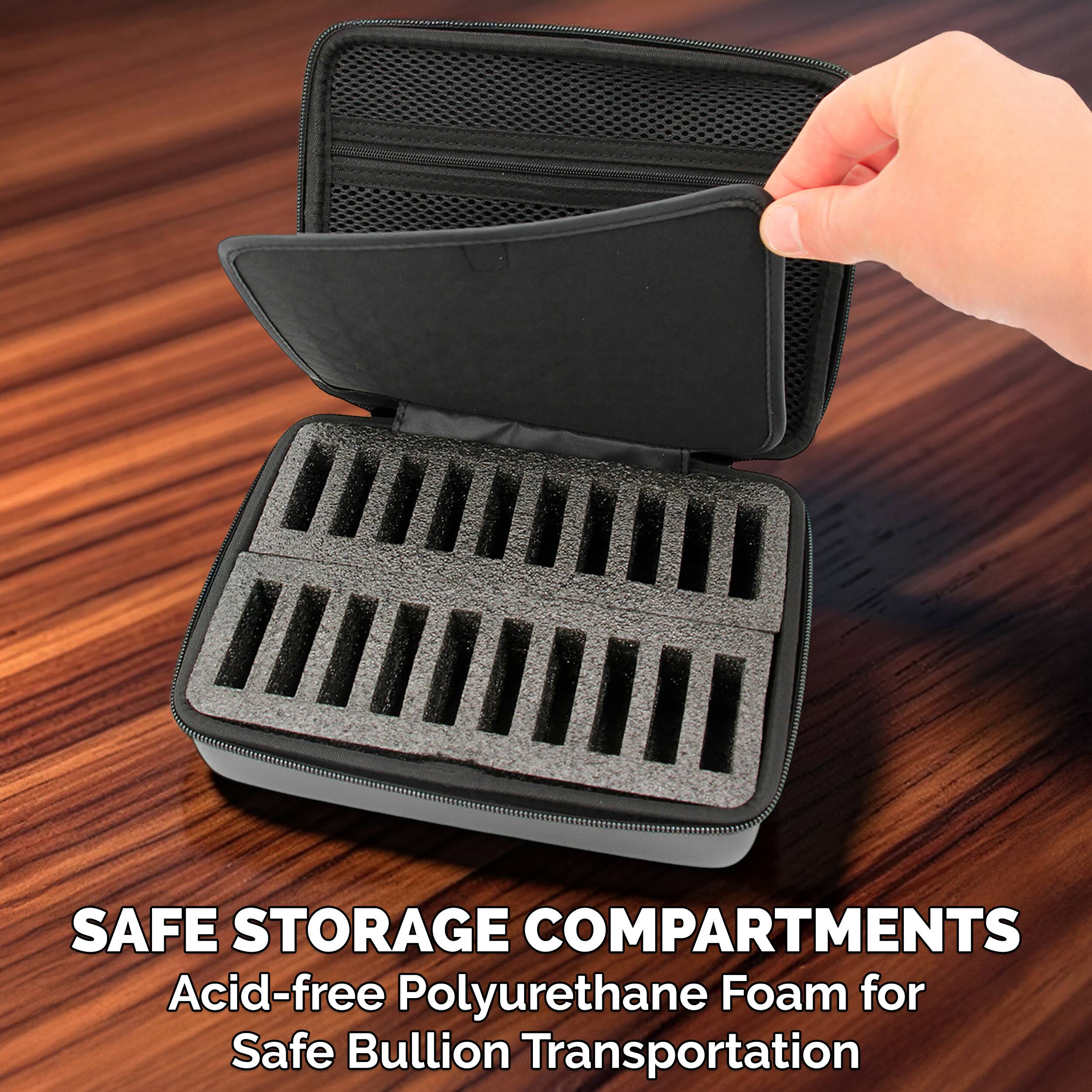 SAFE STORAGE COMPARTMENTS  
Acid-free Polyurethane Foam for Safe Bullion Transportation