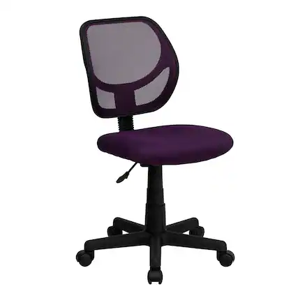 Front. Emma + Oliver - Mid-Back Mesh Swivel Task Office Chair with Curved Square Back - Purple.