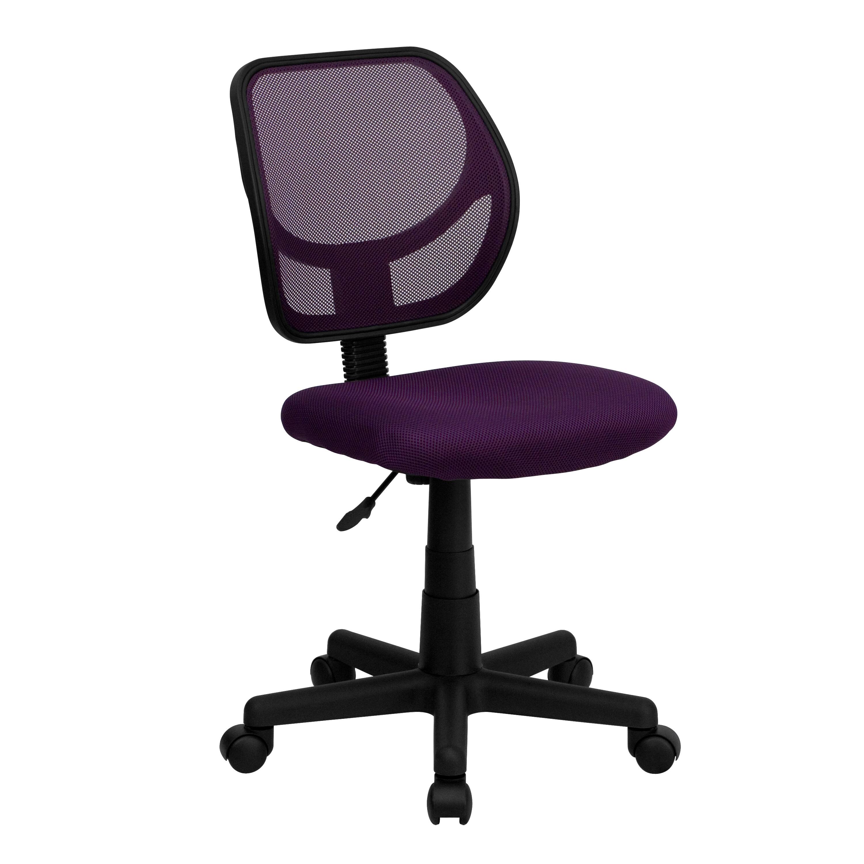 Front. Emma + Oliver - Mid-Back Mesh Swivel Task Office Chair with Curved Square Back - Purple.