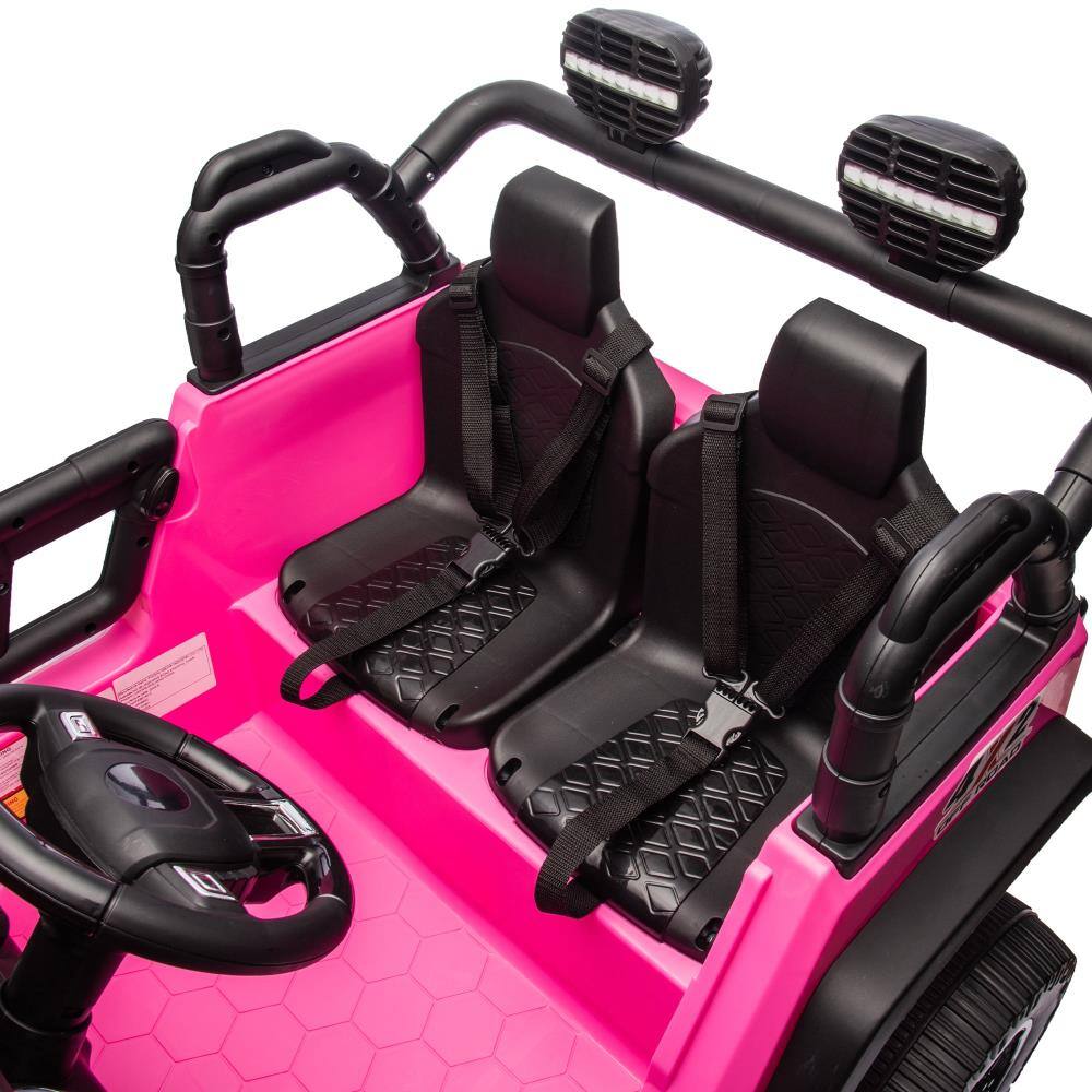 Alt View 3. BreeBe - 24V Two-Seater Kids ride on Truck with Parental Control, 200W*2, Suspension, LED, Music, Seat Belts, Off-Road, Ages 3+ - Pink.