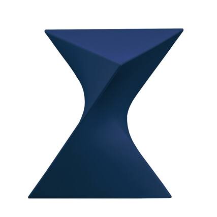Front. LeisureMod - Randolph 15.75" Stackable Side Table, Weather-Resistant Triangular Plastic Accent End Table for Living Room or Backyard - Navy Blue.