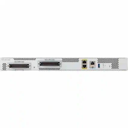 Front. Cisco Consumer Products - Cisco VG410-48FXS Data/Voice Gateway - 2 x RJ-45 - 48 x FXS - USB - Fast Ethernet, Gigabit Ethernet, Ethernet - 1U High - Black.