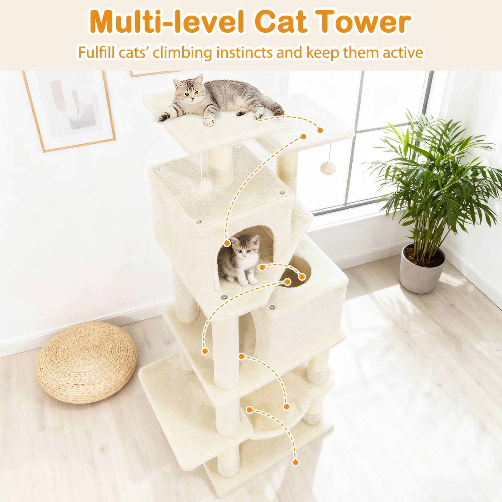 Multi-level Cat Tower  
Fulfill cats' climbing instincts and keep them active