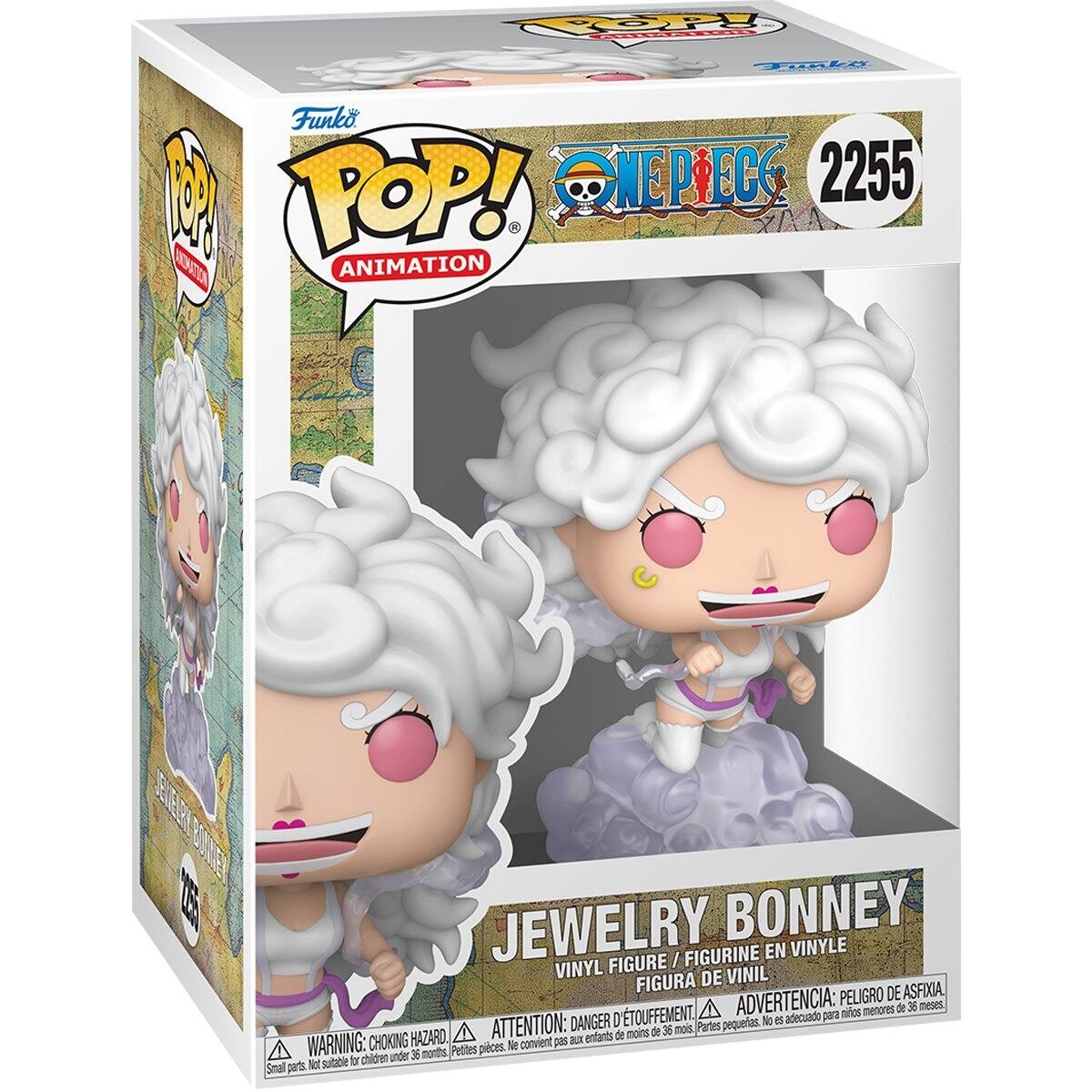 Funko POP! Animation  
One Piece  
2255  
Jewelry Bonney  
Vinyl Figure / Figurine en Vinyle / Figura de Vinil  

Warning: Choking Hazard - Small parts. Not suitable for children under 36 months.  
Advertencia: Peligro de asfixia. Piezas pequeñas. No es adecuado para menores de 36 meses.  
Attention: Danger - Petits pièces. Ne convient pas aux enfants de moins de 36 mois.