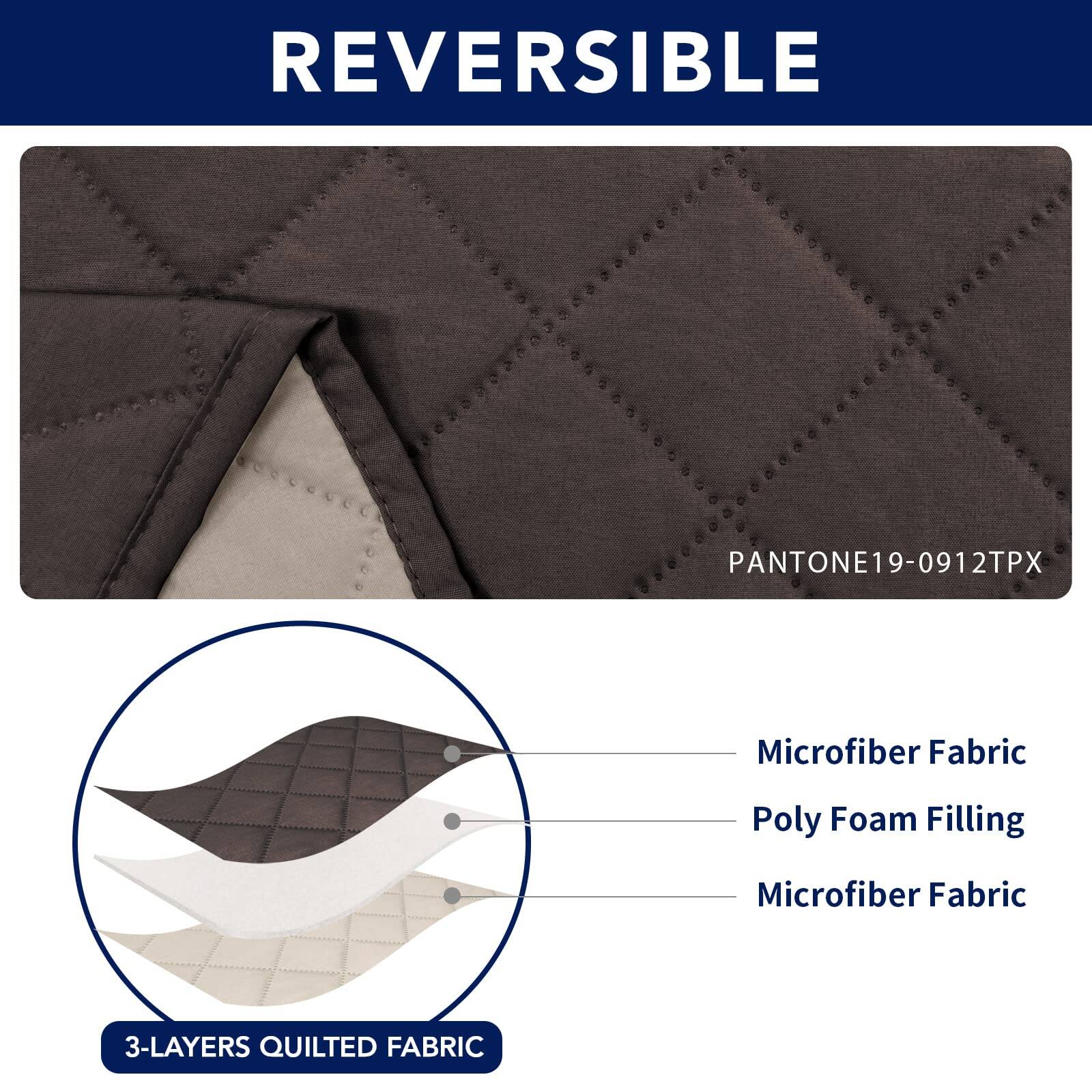 REVERSIBLE

PANTONE19-0912TPX

Microfiber Fabric  
Poly Foam Filling  
Microfiber Fabric

3-LAYERS QUILTED FABRIC