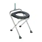 Front. Emma + Oliver - Portable Folding Travel Toilet with Cushioned Seat and Non-Slip Feet - Silver/Black.