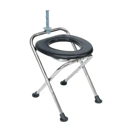 Front. Emma + Oliver - Portable Folding Travel Toilet with Cushioned Seat and Non-Slip Feet - Silver/Black.