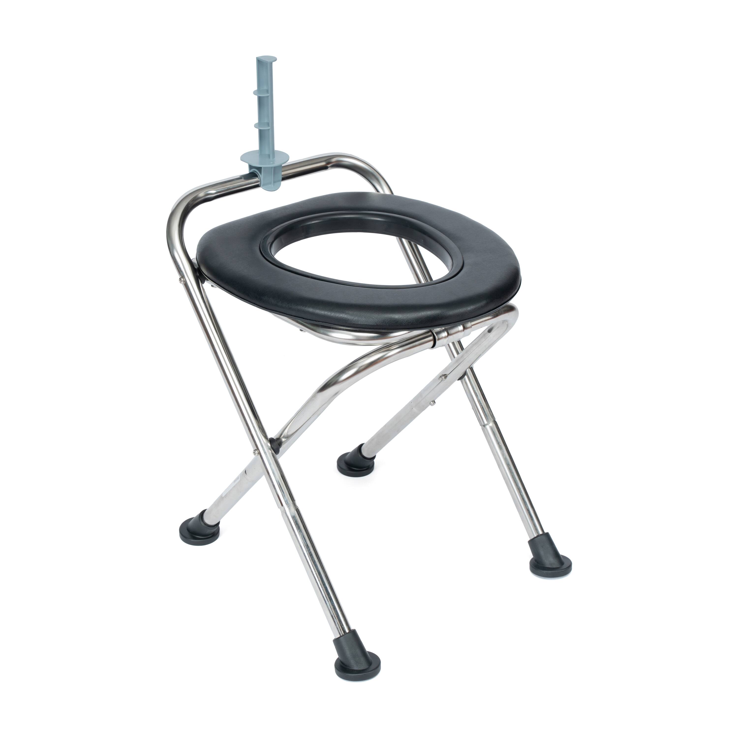 Front. Emma + Oliver - Portable Folding Travel Toilet with Cushioned Seat and Non-Slip Feet - Silver/Black.