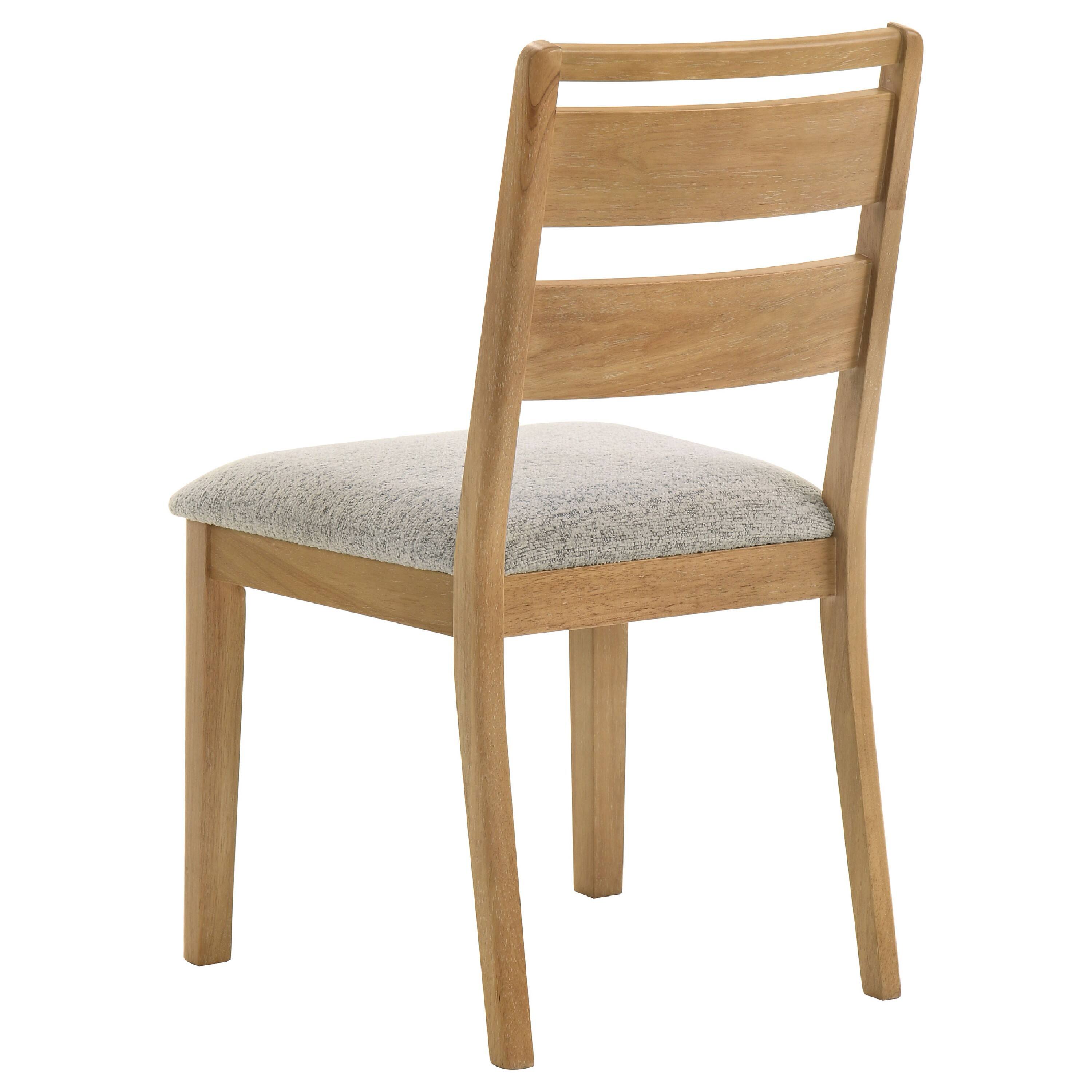 Alt View 1. Manhattan Lane - Brion Ladderback Dining Chair, Set of 2, Boucle Fabric, Wash Oak Wood - Washed Oak Brown, Oatmeal White.