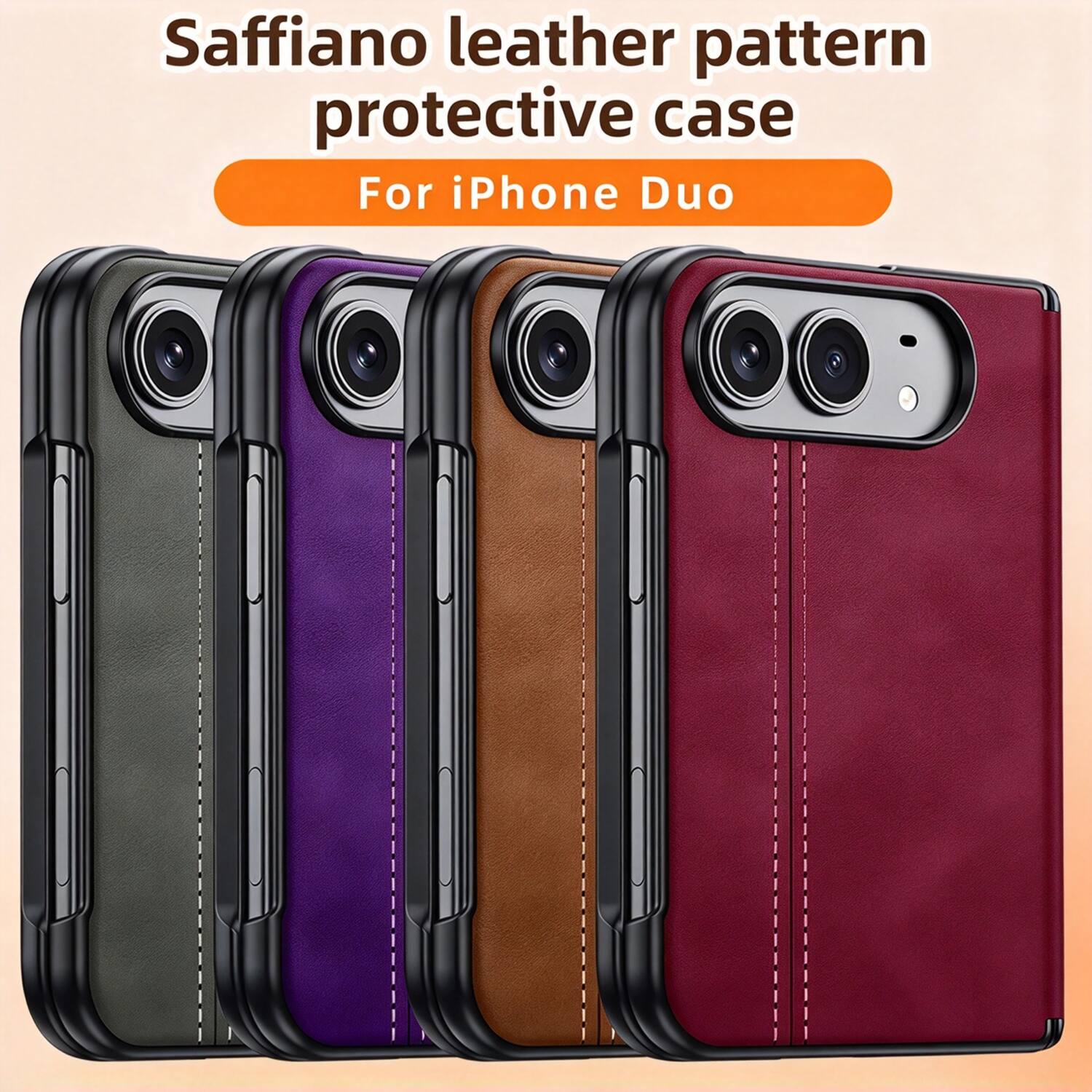 Saffiano leather pattern protective case  
For iPhone Duo