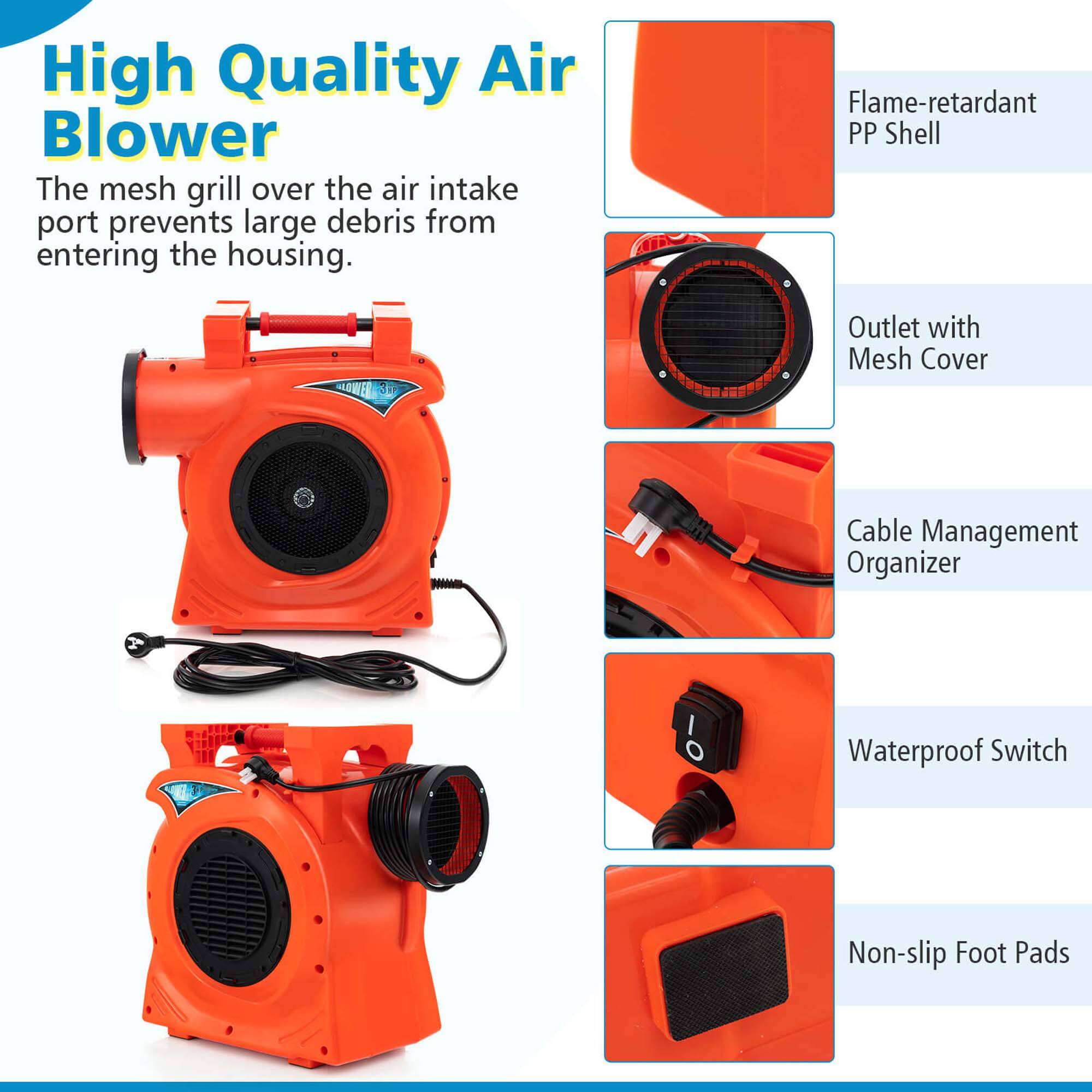 High Quality Air Blower

The mesh grill over the air intake port prevents large debris from entering the housing.

- Flame-retardant PP Shell
- Outlet with Mesh Cover
- Cable Management Organizer
- Waterproof Switch
- Non-slip Foot Pads