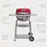 The text on the image is already grouped and correctly labeled. It describes the features of a grill, such as the warming rack, digital temperature gauge, and easy access grease tray. The labels also include information about the storage options and the type of wheels used.
