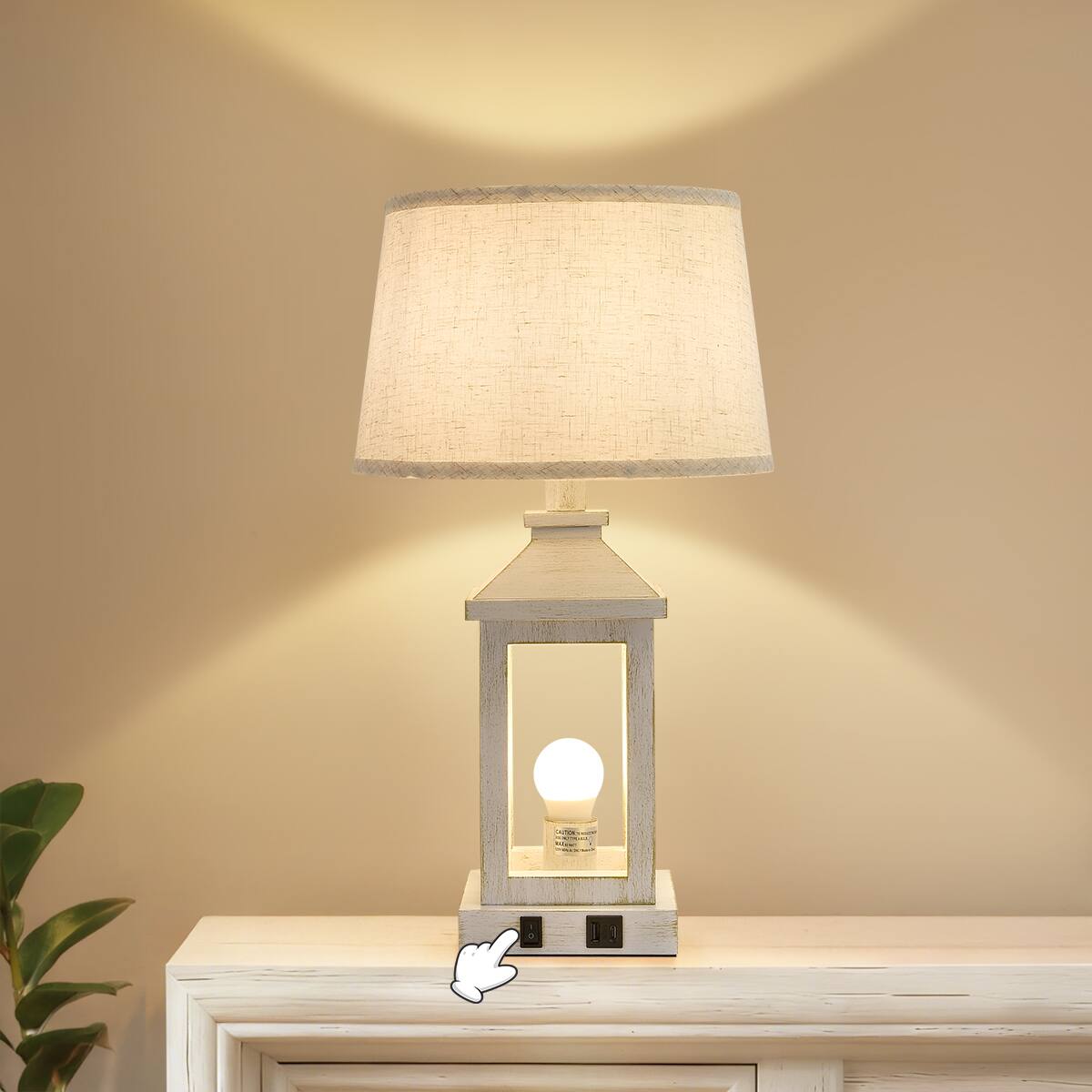 Left. HOMLUX - 52 in. White LED Table Lamp Desk Lamps Interior Lighting with Linen Shade for Bedroom, 2 Bulb included.