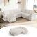 Angle. Dyonery - Dyonery 110-inch 7-seater sofa with a pull-out bed, storage space, corduroy beige - Beige.