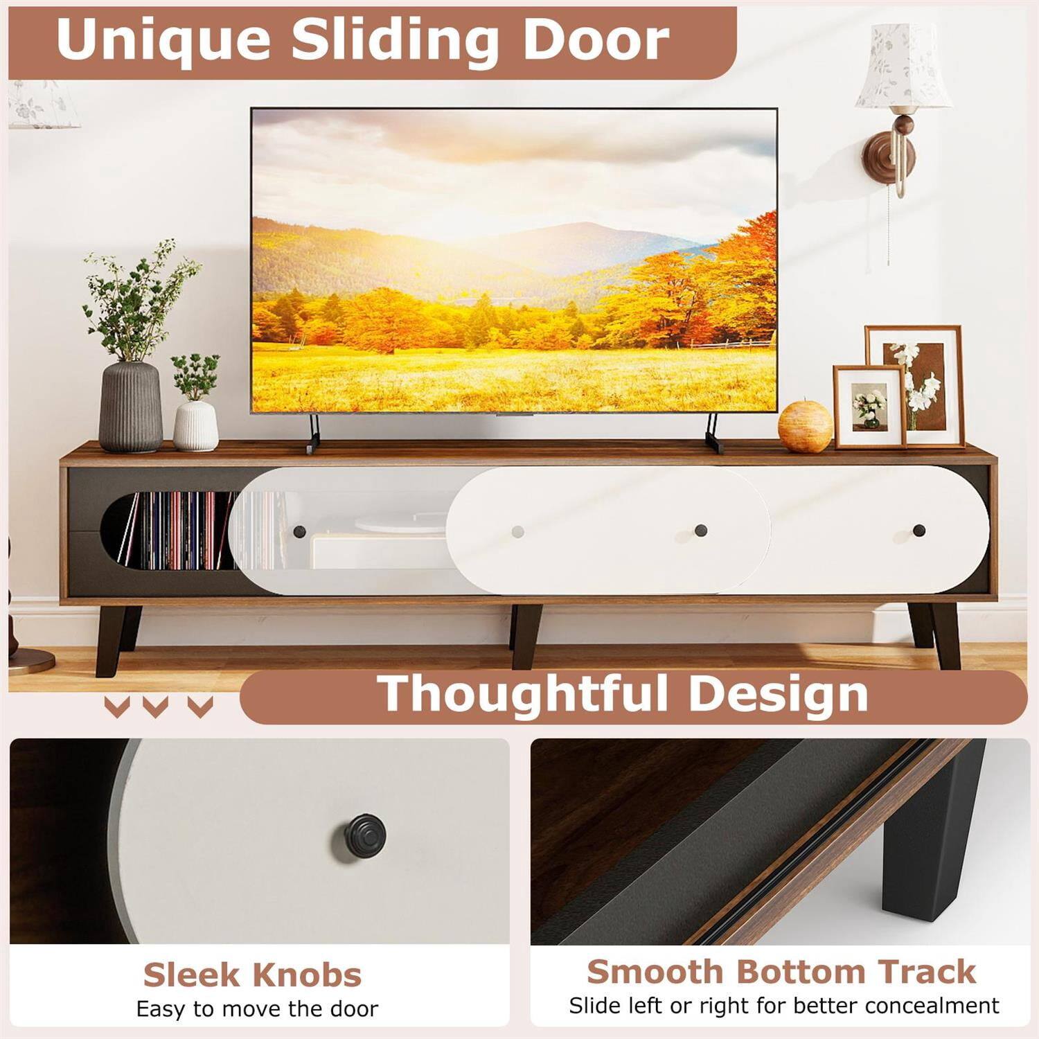 Unique Sliding Door  
Thoughtful Design  
Sleek Knobs  
Easy to move the door  
Smooth Bottom Track  
Slide left or right for better concealment