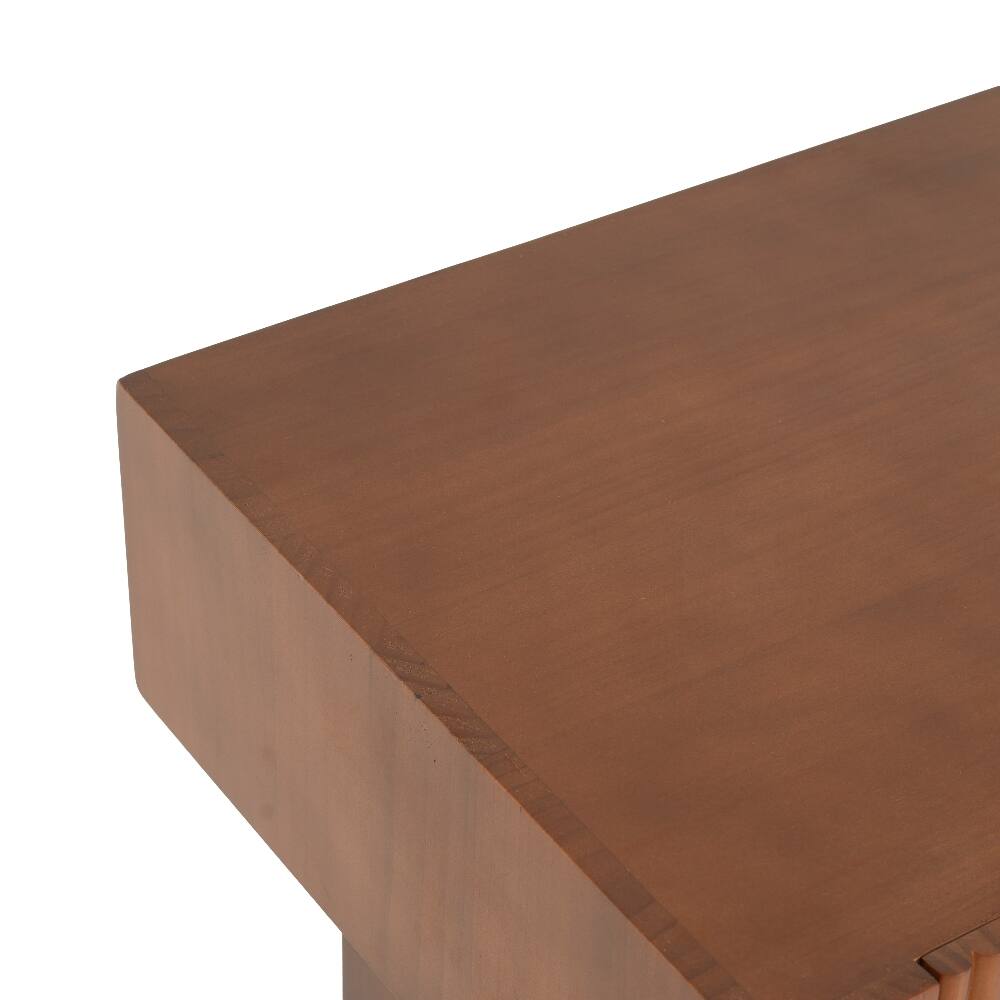 Alt View 8. Loheer - Loheer Wood End Table with Drawer Mid-Century Side Table Walnut Nightstand Fluted Accent Table for Living Room Bedroom - Walnut.