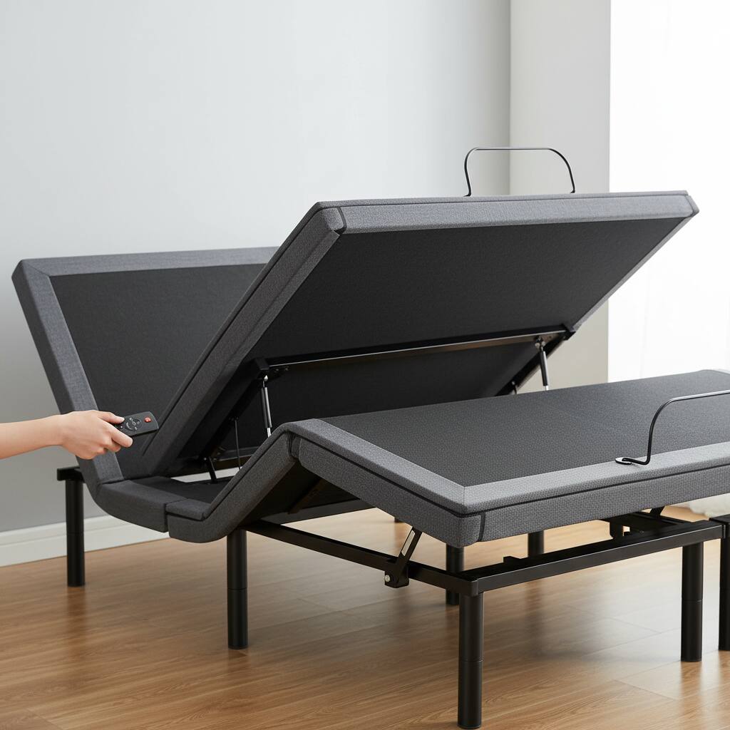 Alt View 4. AOITUN - Queen adjustable bed frame with massage and wireless remote for daily comfort - Black.