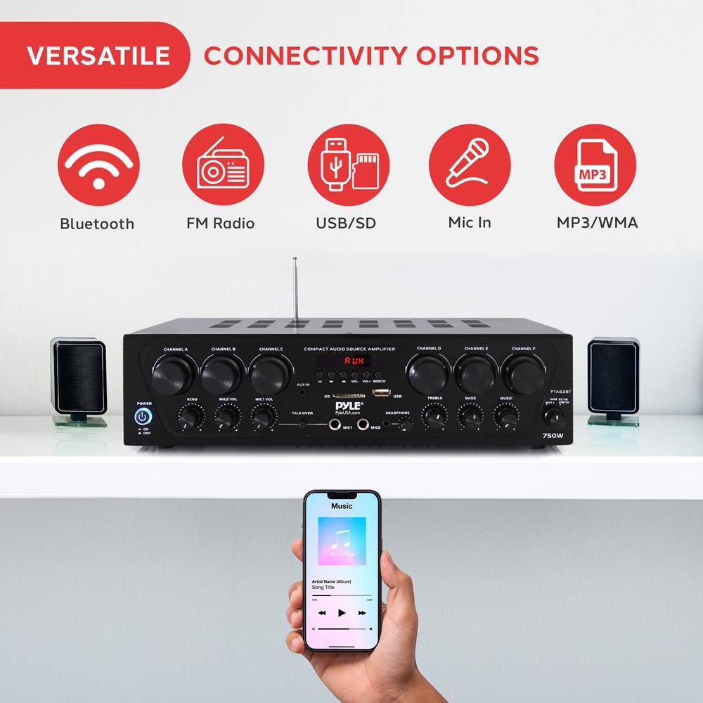 VERSATILE CONNECTIVITY OPTIONS

- Bluetooth
- FM Radio
- USB/SD
- Mic In
- MP3/WMA

Music

Artist Name: Unknown
Song Title: Unknown