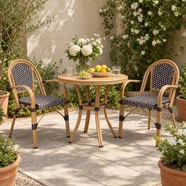 Gymax - Outdoor French Bistro Chairs 2 PCS w/ Armrests Galvanized Metal Frame Black & White - Black, White