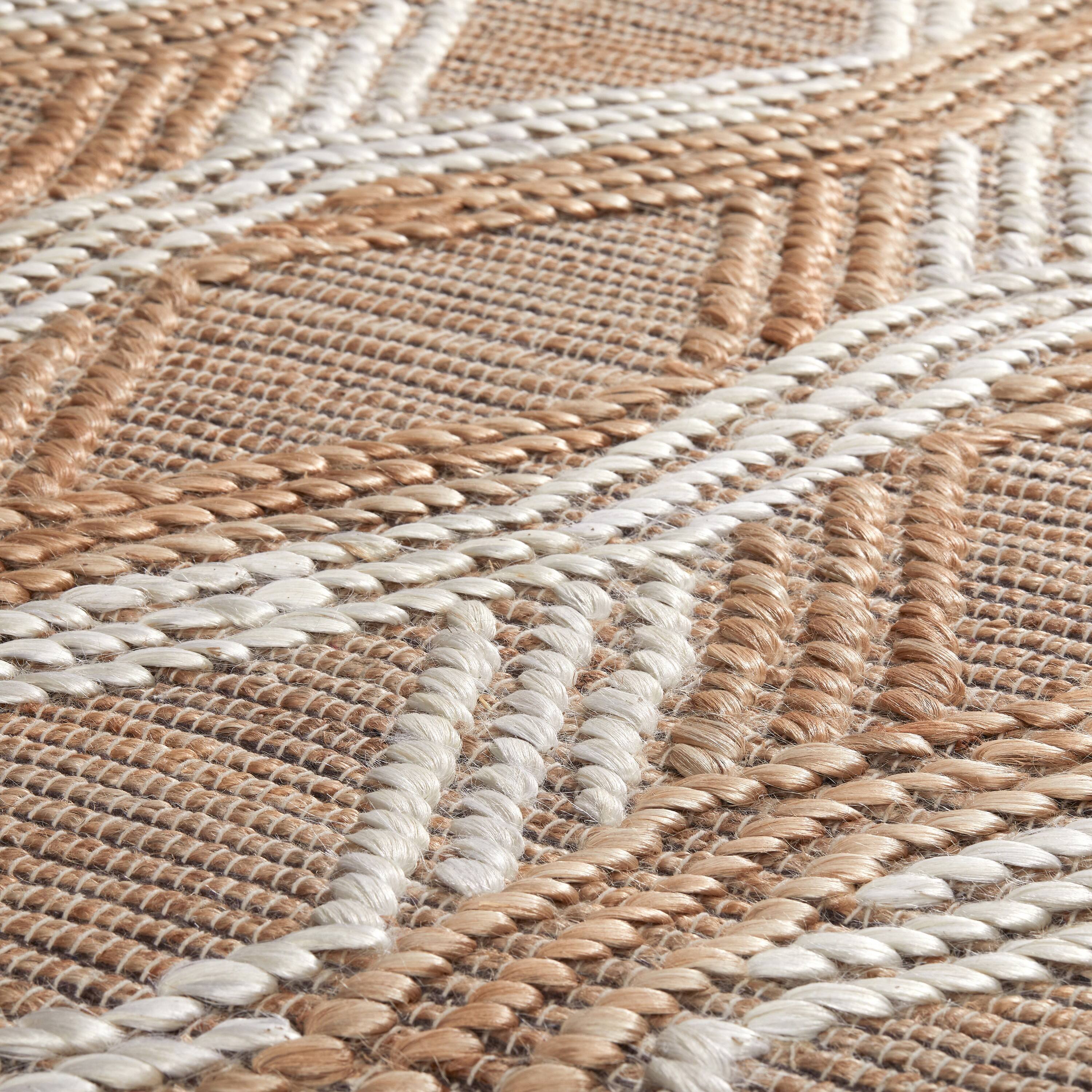 Back. Manhattan Lane - Hallway Runner Rug, Moroccan Inspired Handwoven Geometric - Ivory, Brown.