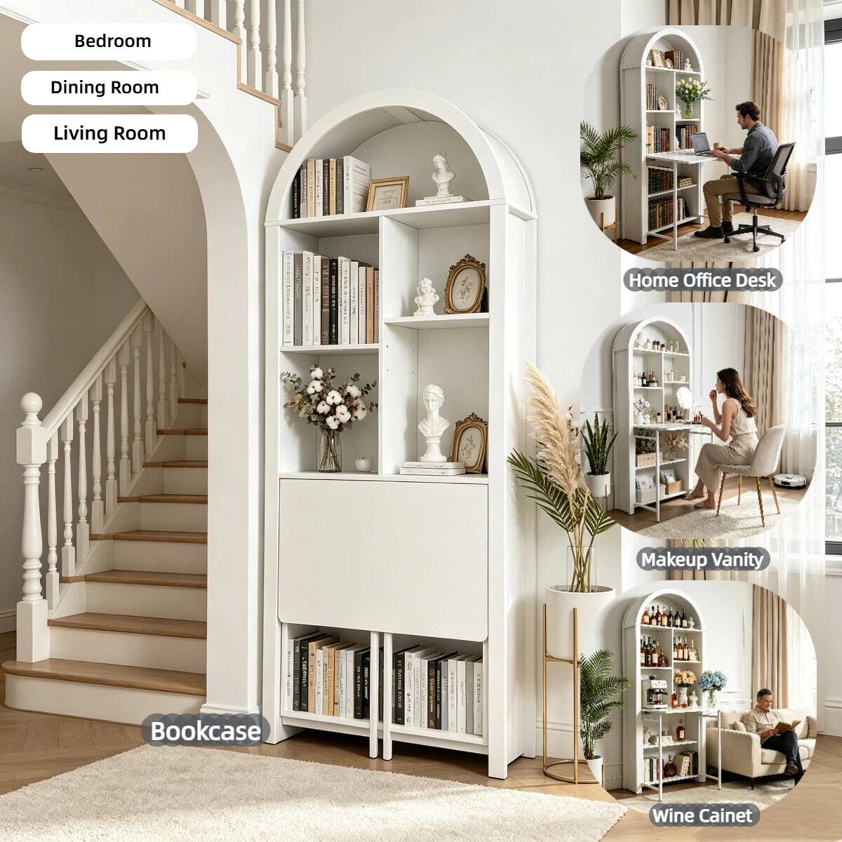 Bedroom  
Dining Room  
Living Room  
Home Office Desk  
Makeup Vanity  
Bookcase  
Wine Cabinet