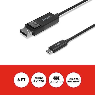 Staples 6 FT AUDIO & VIDEO 4K ULTRA HD USB-C TO DISPLAYPORT
