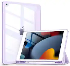 Front. DTTO - Case for iPad 9th/8th/7th Generation 10.2 inch, Clear Back, TPU Shockproof Frame Cover - Light Purple.