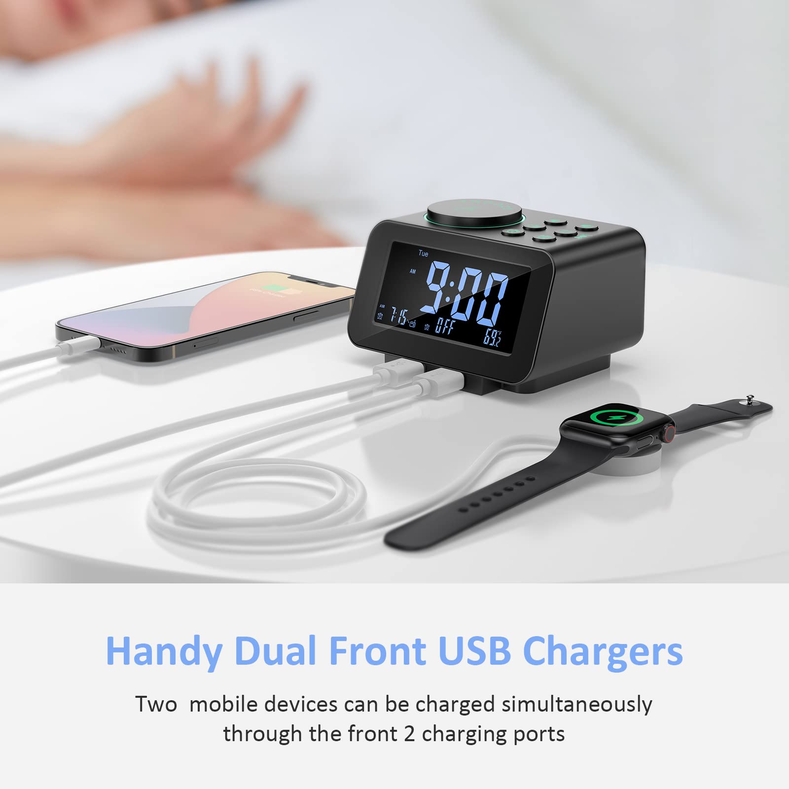 Handy Dual Front USB Chargers

Two mobile devices can be charged simultaneously through the front 2 charging ports