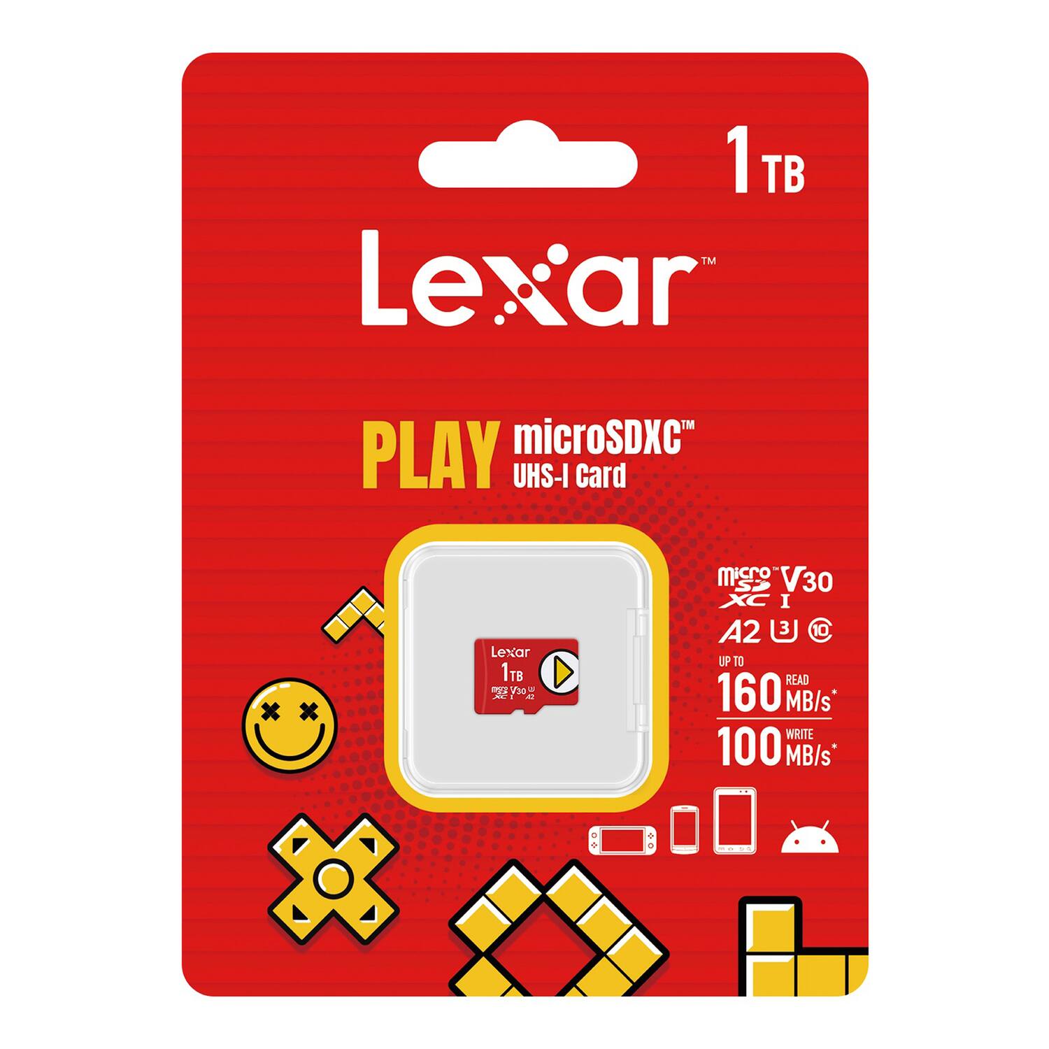 1 TB Lexar PLAY microSDXC™ UHS-I Card Lexar i 1T microSDXC™ UHS-I Card V30 XC I A2 3 10 UP TO READ 160 MB/s WRITE 100 MB/s*