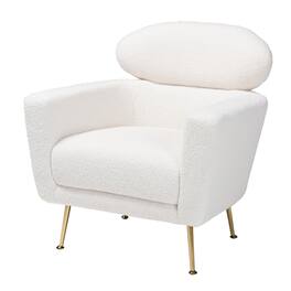 Baxton Studio - Fantasia Modern and Contemporary Boucle Upholstered and Gold Metal Armchair - Ivory