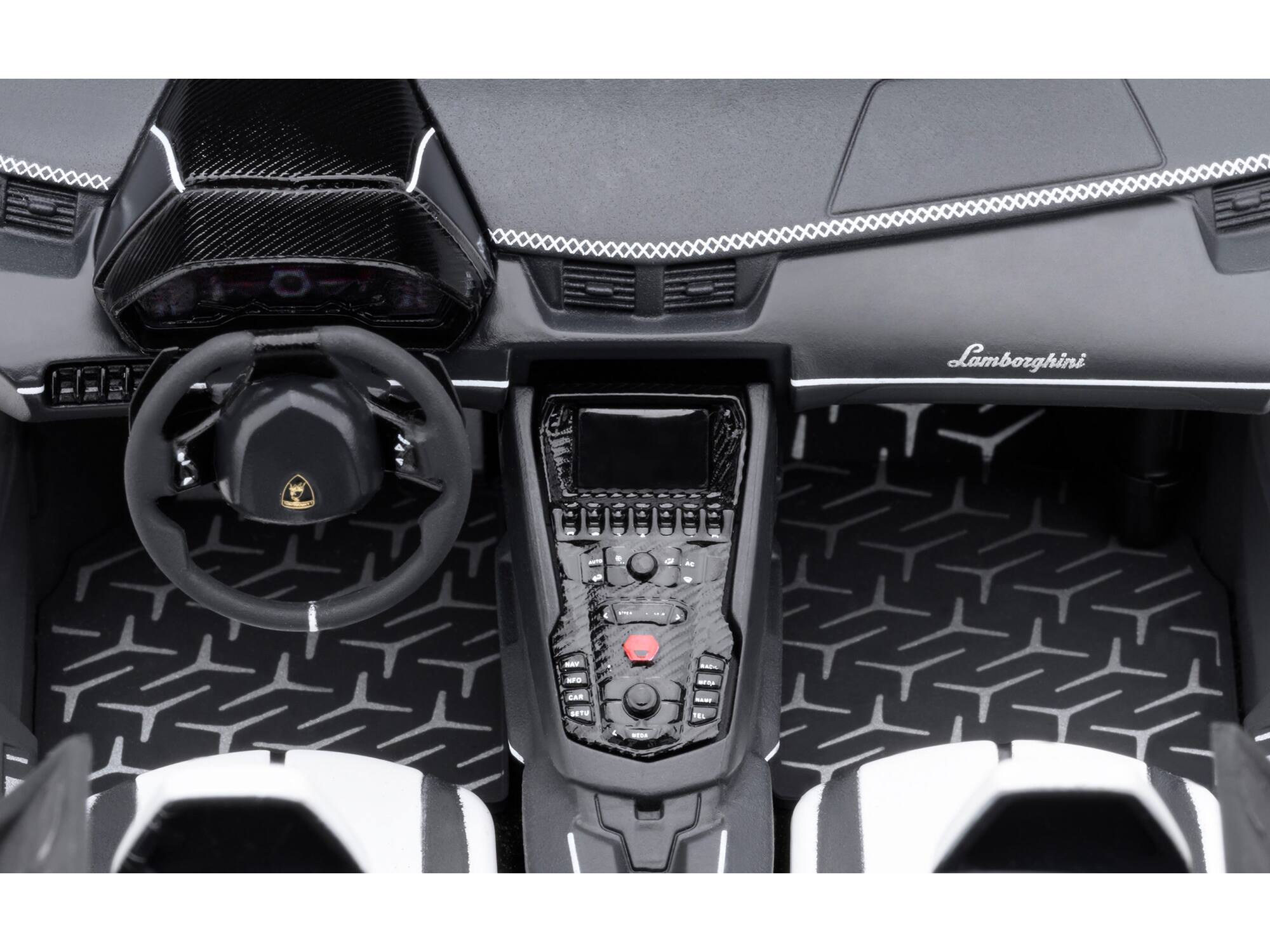 Left. Autoart - Lamborghini Aventador SVJ Bianco Asopo Pearl White with Gold Wheels 1/18 Model Car by Autoart - Pearl White With Gold.