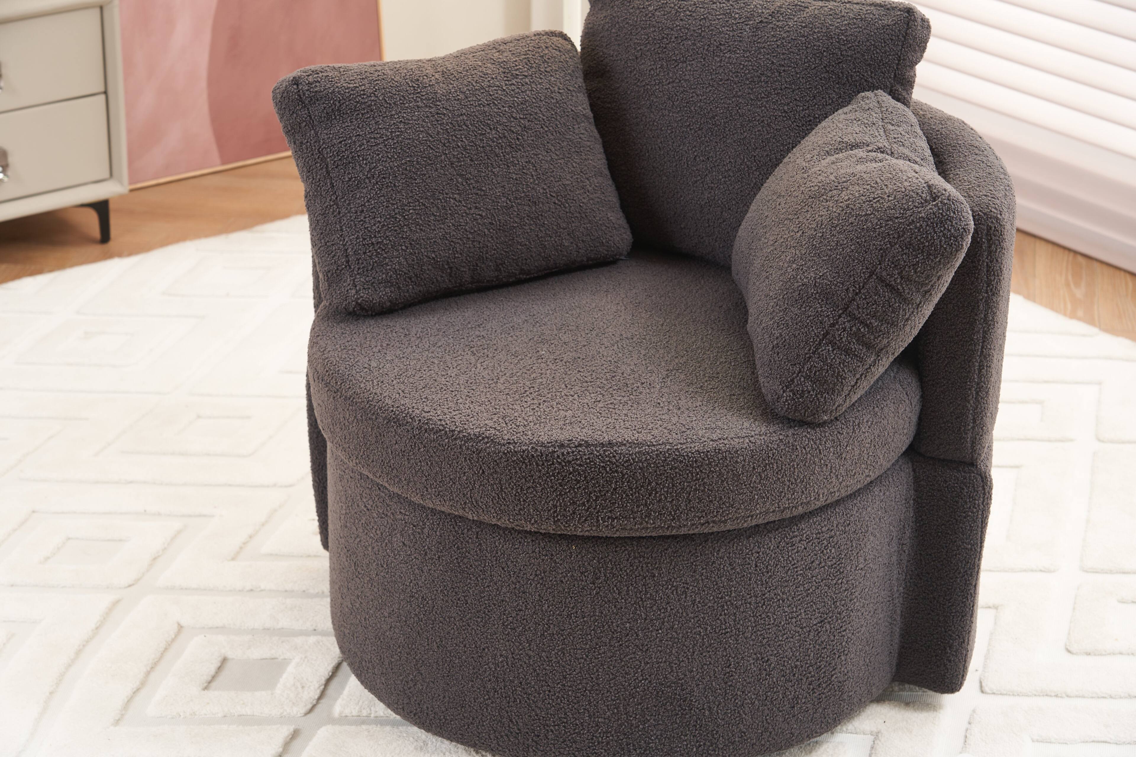 Alt View 2. SlickBlue - Swivel Storage Chair Comfortable Lounge Seat with Back Cushion for Living Room - Dark Grey.