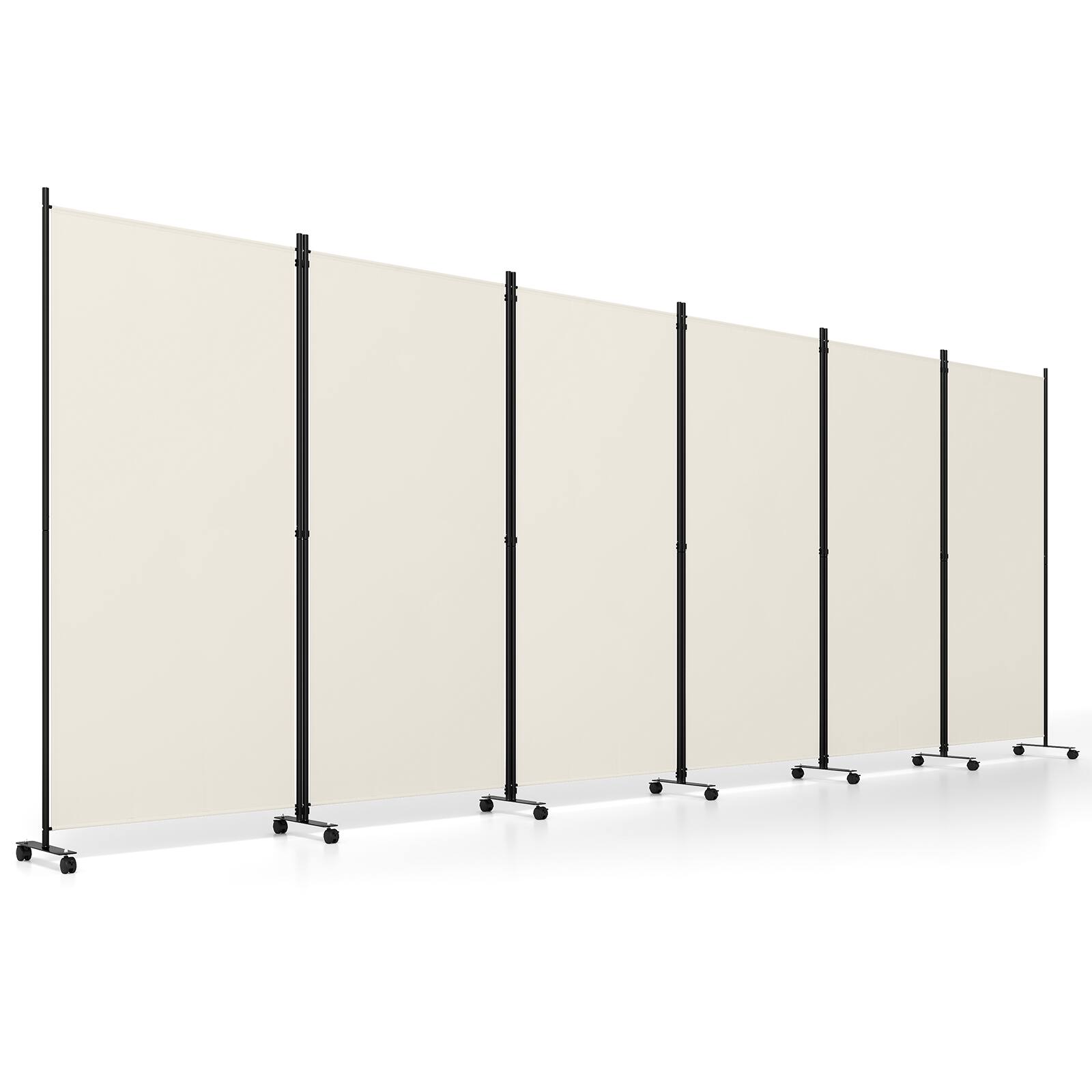 Alt View 9. Costway - Costway Room Divider with Lockable Wheels, 6 Panel Folding Privacy Screen for Office - White.
