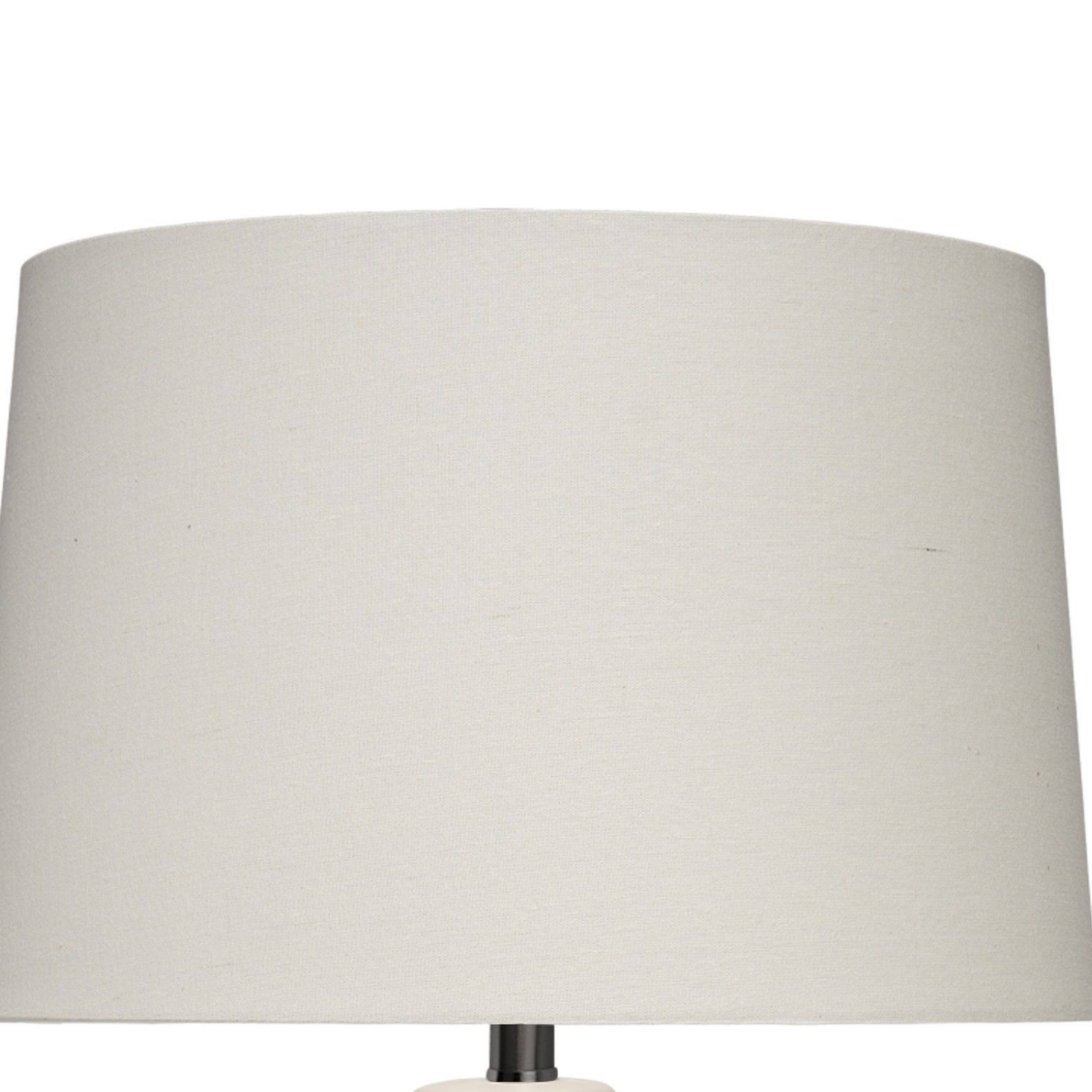 Left. Manhattan Lane - Liny Accent Table Lamp, Linen Shade, Modern Dynamic Base 29 Inch - Ivory.