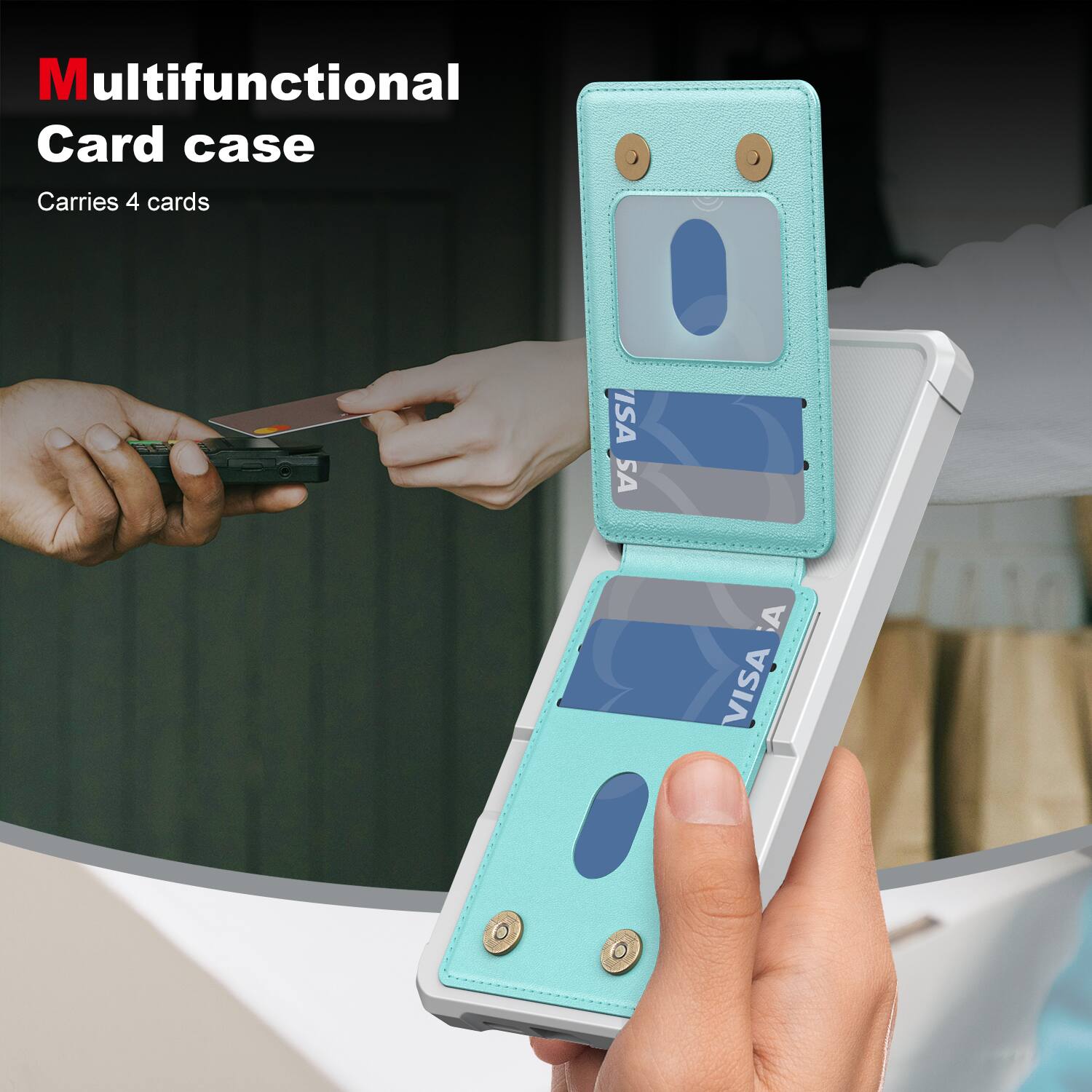 Multifunctional Card case  
Carries 4 cards