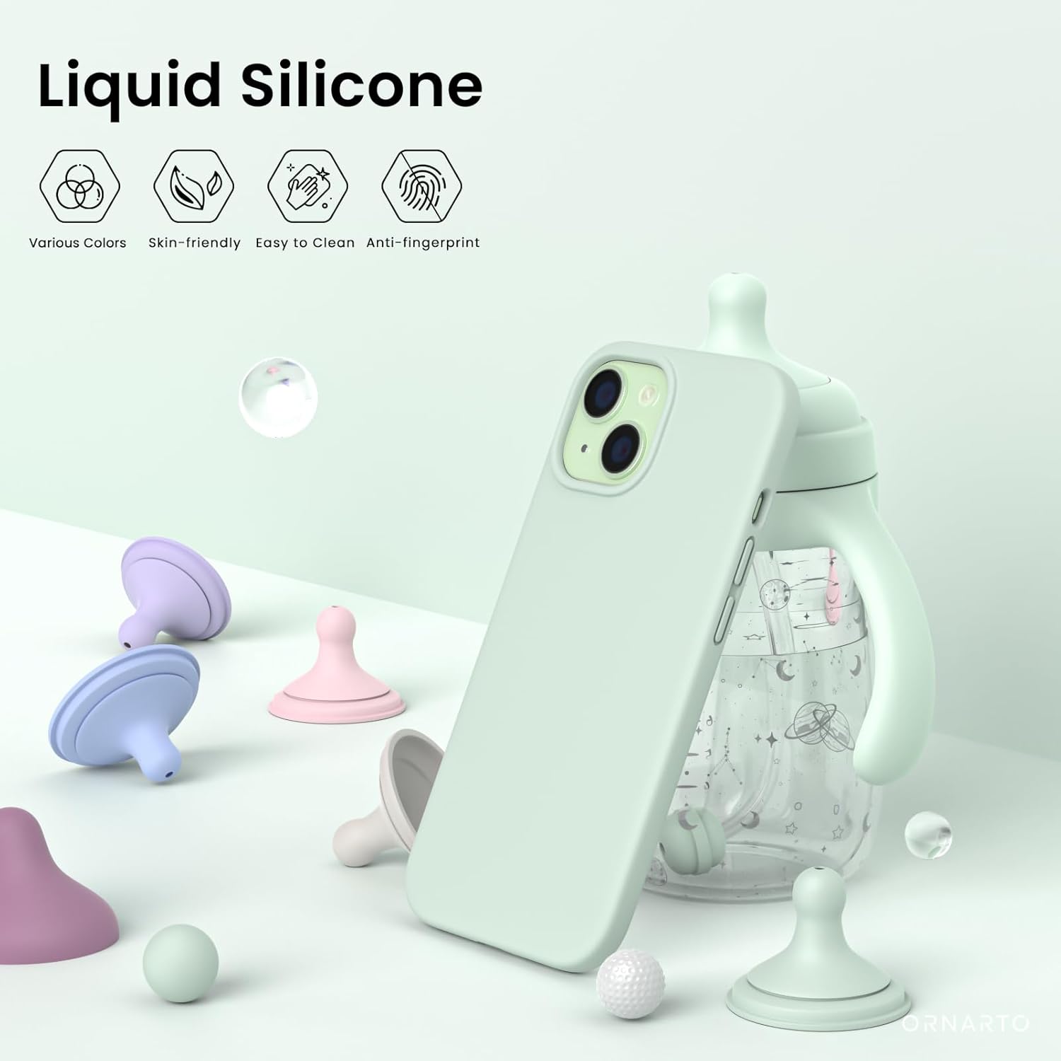 Liquid Silicone, Various Colors, Skin-friendly, Easy to Clean, Anti-fingerprint, ORNARTO