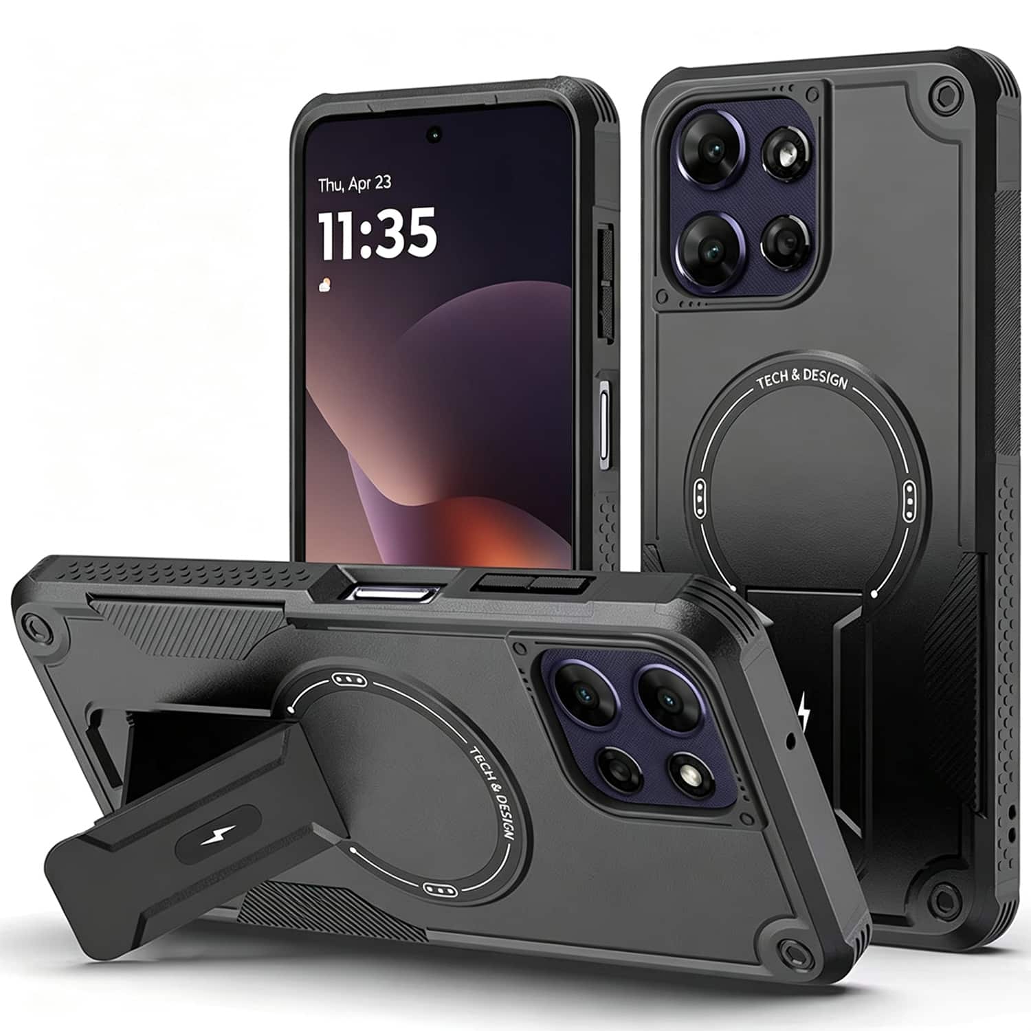 Equipd - Case for Motorola Moto G Power 2025 / Moto G Power 2026 (6.8"), Sturdy Magnetic Hybrid Cover with Bracket Kickstand - Black