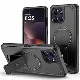 Equipd - Case for Motorola Moto G Power 2025 / Moto G Power 2026 (6.8"), Sturdy Magnetic Hybrid Cover with Bracket Kickstand - Black