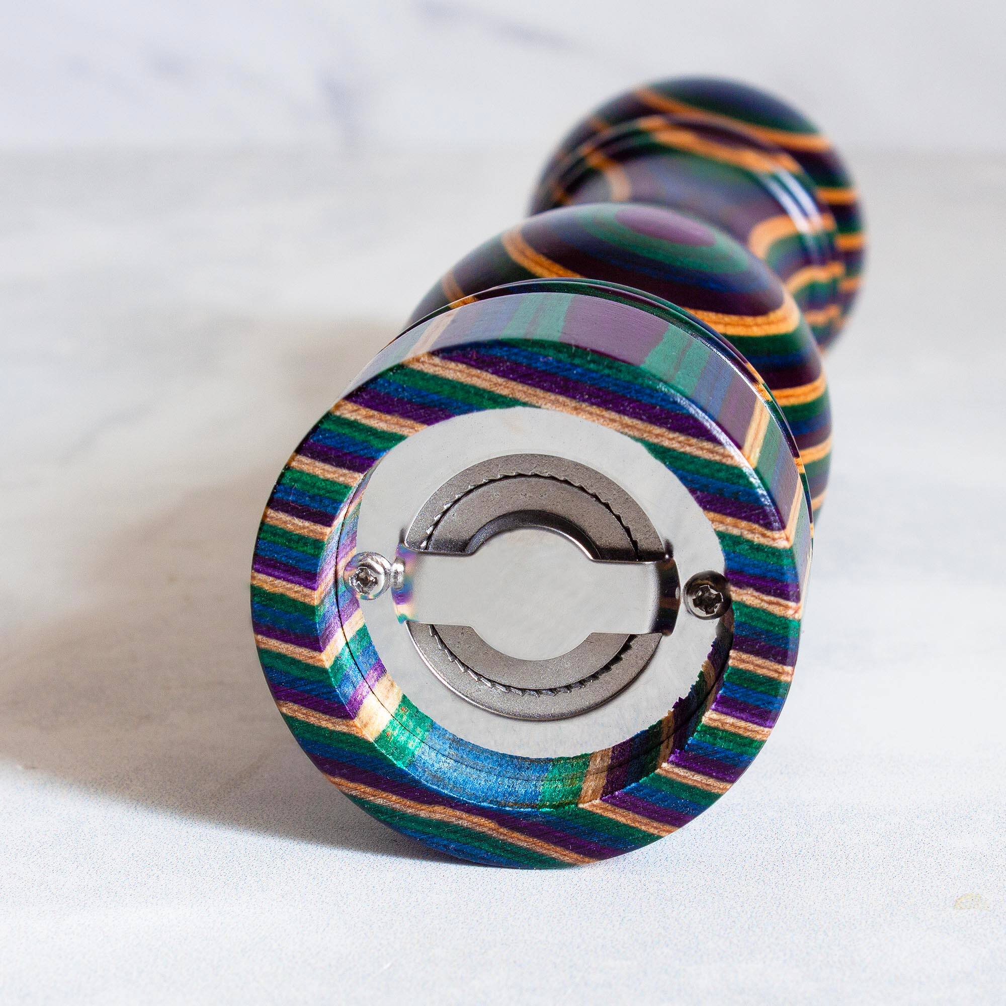 Alt View 2. Baltique - Mumbai Collection Refillable Pepper Grinder - Purple, Green, Blue.