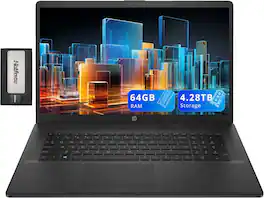 HP - 17.3" HD+ Business Laptop, Intel i5-1334U, 64GB RAM, 4TB SSD, Intel Iris Xe Graphics,Win 11,288GB Docking Station Set - Black