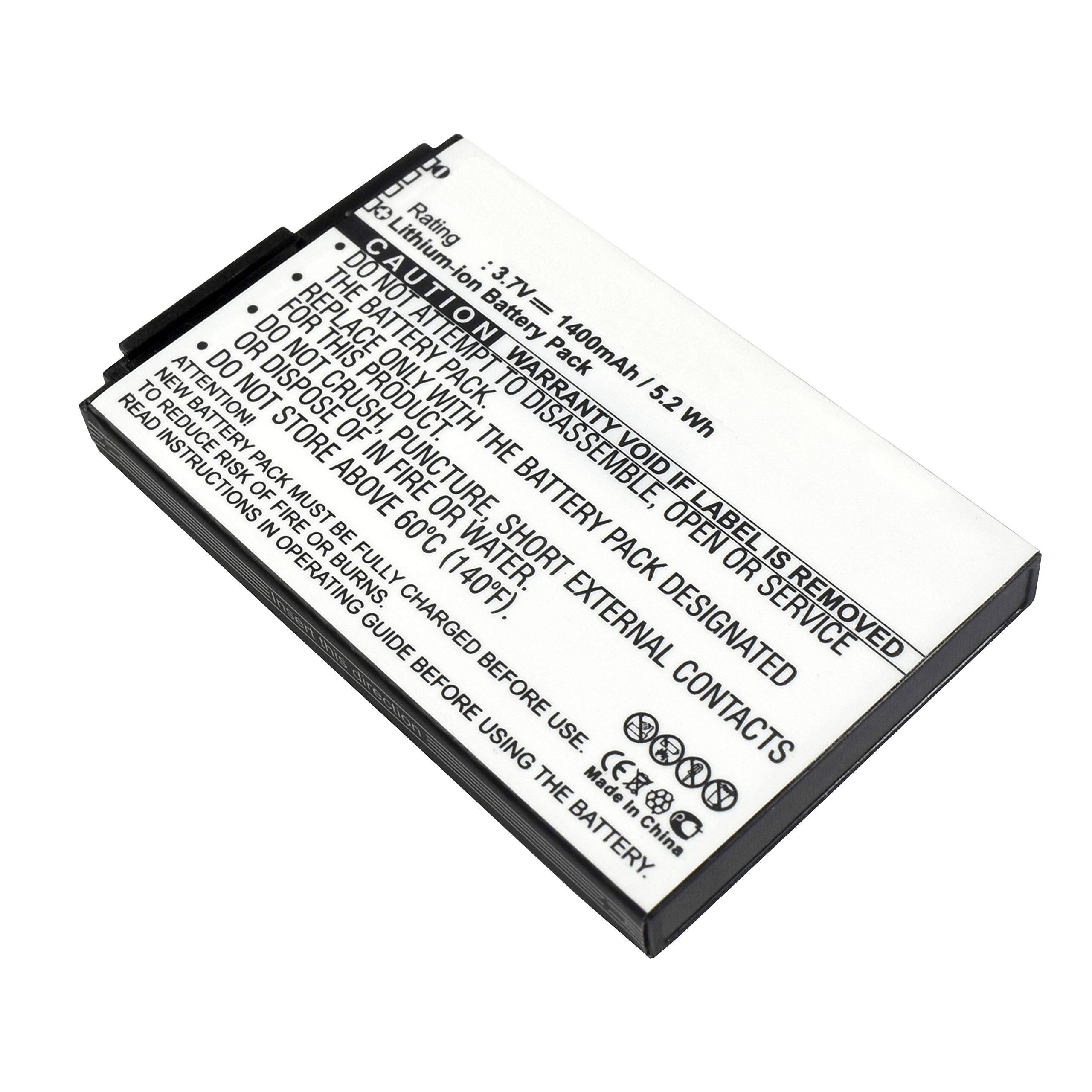 Lithium-ion Battery Pack  
Rating: 3.7V  
Capacity: 1400mAh / 5.2 Wh  

CAUTION:  
- DO NOT USE IF LABELS ARE REMOVED.  
- DO NOT DISPOSE OF IN FIRE OR WATER.  
- DO NOT CRUSH, PUNCTURE, OR SHORT CIRCUIT.  
- DO NOT STORE ABOVE 60°C (140°F).  
- ATTENTION: BATTERY PACK MUST BE FULLY CHARGED BEFORE USING THE BATTERY.  
- ATTENTION: BATTERY PACK MUST BE REMOVED BEFORE OPERATING GUIDE.  
- ATTENTION: BATTERY PACK MUST BE STORED IN A DRY PLACE.  
- ATTENTION: BATTERY PACK MUST BE DISASSEMBLED BY DESIGNATED PERSONNEL ONLY.  
- ATTENTION: BATTERY PACK MUST NOT BE REPAIRED OR MODIFIED.  
- ATTENTION: BATTERY PACK MUST NOT BE DISPOSED OF IN FIRE OR WATER.  
- ATTENTION: BATTERY PACK MUST NOT BE STORED ABOVE 60°C (140°F).  
- ATTENTION: BATTERY PACK MUST NOT BE SHORT CIRCUITED.  
- ATTENTION: B