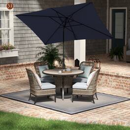Mondawe - 10' x 6'5ft Patio Umbrella Rectangular Market Umbrella with Push Button Tilt & Crank - Navy Blue