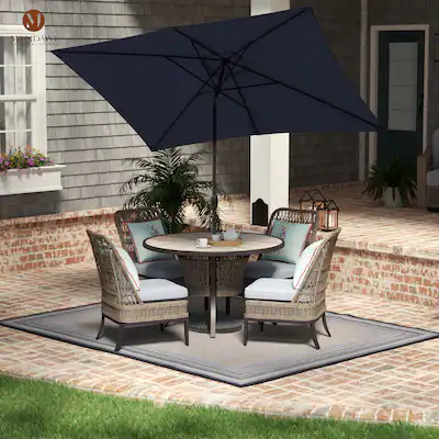 5ft patio umbrella Best Choice Products 7.5ft Market with Wavy Trim, Fade-Resistant, Crank & Tilt, Wind Vent Constructed with an aluminum frame with powder coated bronze finish Mondawe 10' x 6'5ft Patio