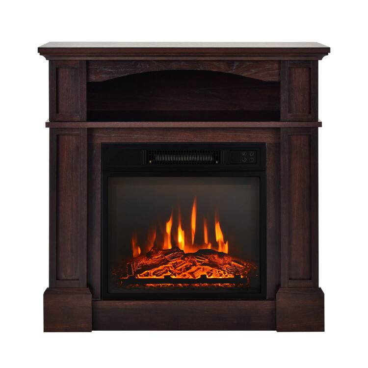 Front. SlickBlue - TV Stand with 1400W Electric Fireplace Heater and Storage Shelf, Modern Design - Natural.