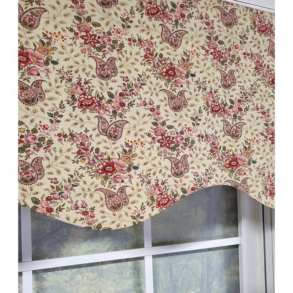 Left. RLF Home - RLF Home Loulia Provance 3" Rod Pocket Lining Luxurious and Elegant Window Treatment Valance 50" x 15" Cream - Cream.